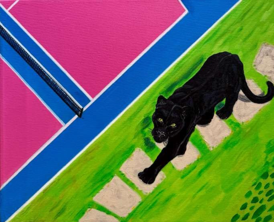 THE PANTHER ON THE PATH TO THE TENNIS COURT